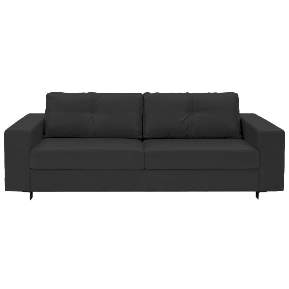 Sofá Domini Living em Couro Sherwood Preto 2,10m - Imagem 2