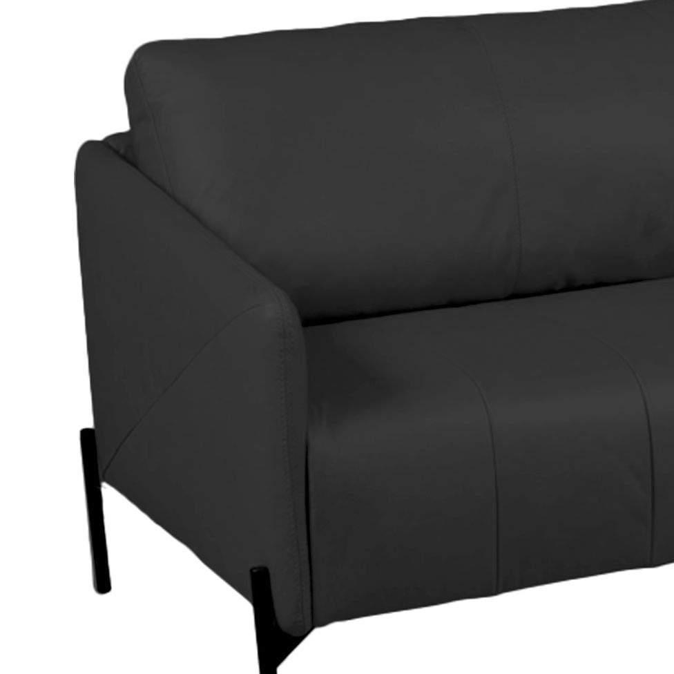 Sofá Santiago em Couro Sherwood Preto 1,47m - Imagem 2