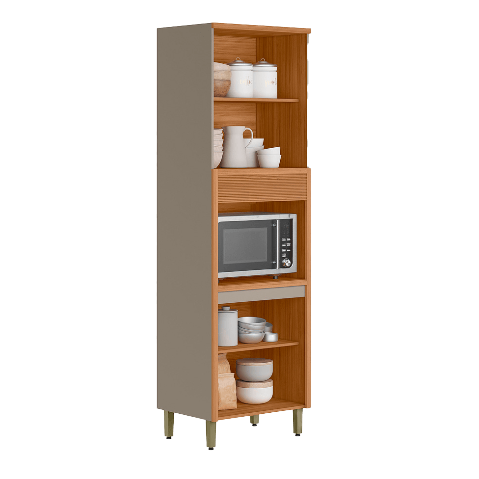 Torre Quente Simples Allure com 4 Portas Natural e Cinza