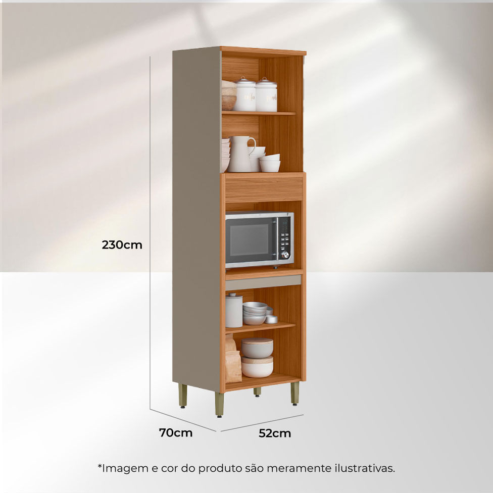 Torre Quente Simples Allure com 4 Portas Natural e Cinza - Imagem 3