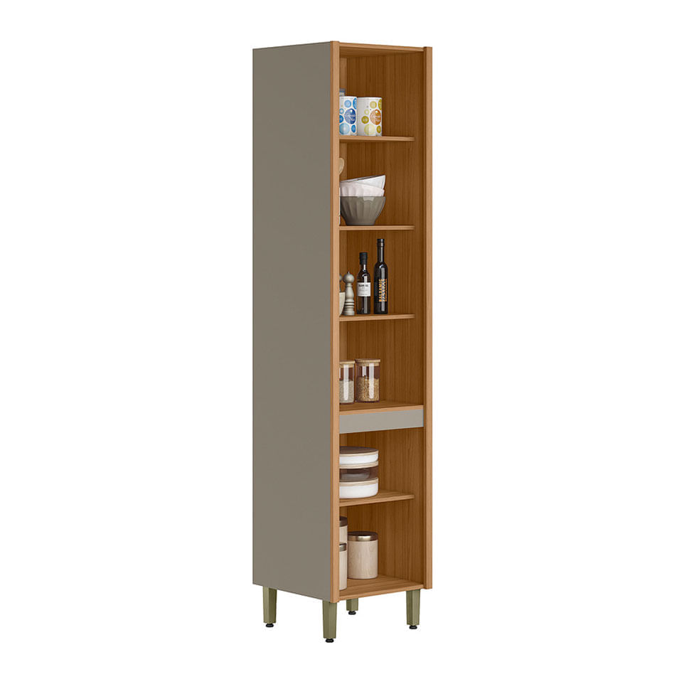 Paneleiro Allure com 2 Portas Natural e Cinza - Imagem 2