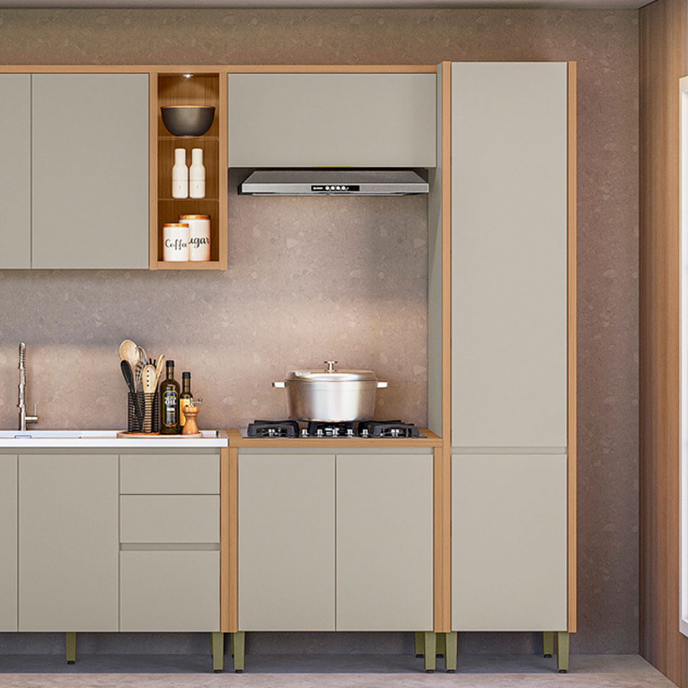Paneleiro Allure com 2 Portas Natural e Cinza - Imagem 4