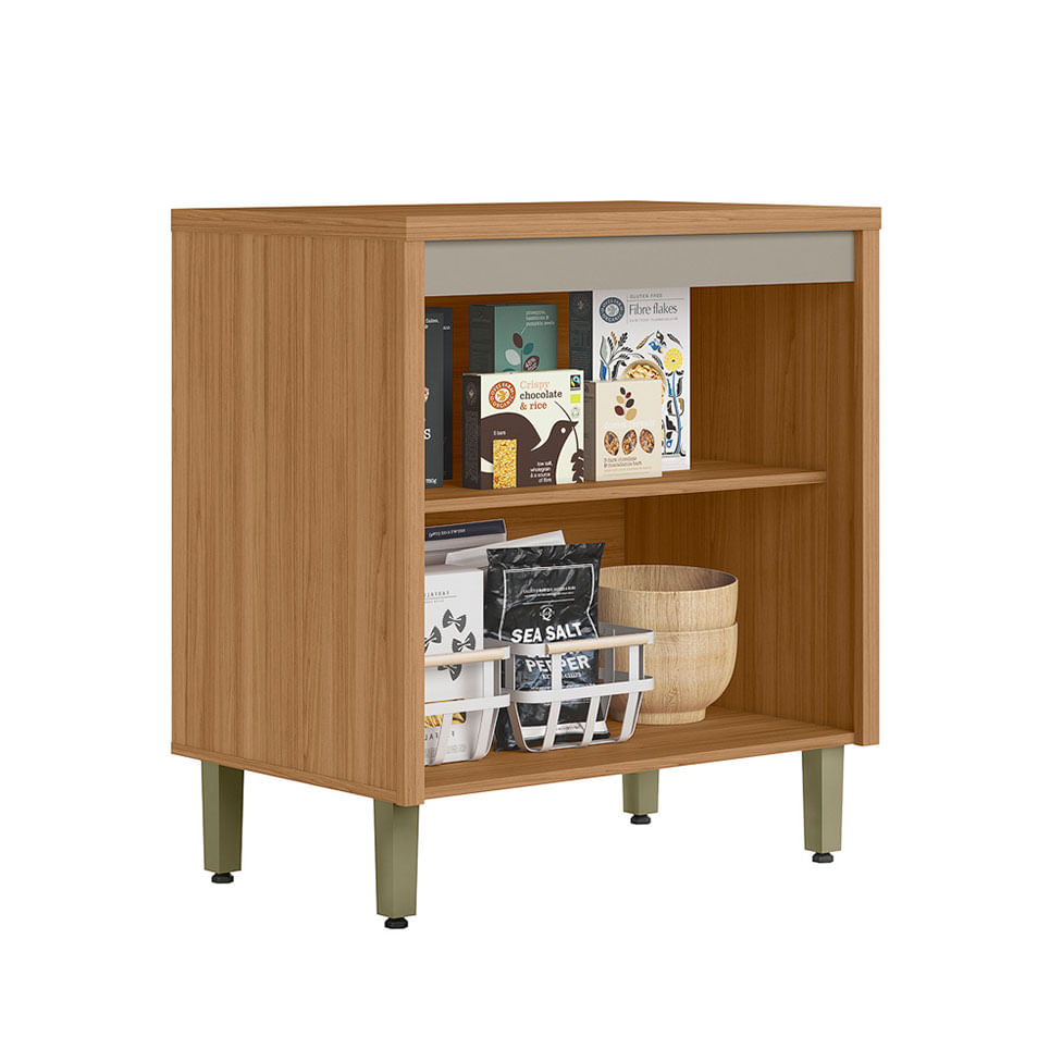 Balcão Allure para Cozinha Natural e Cinza 80cm - Imagem 2