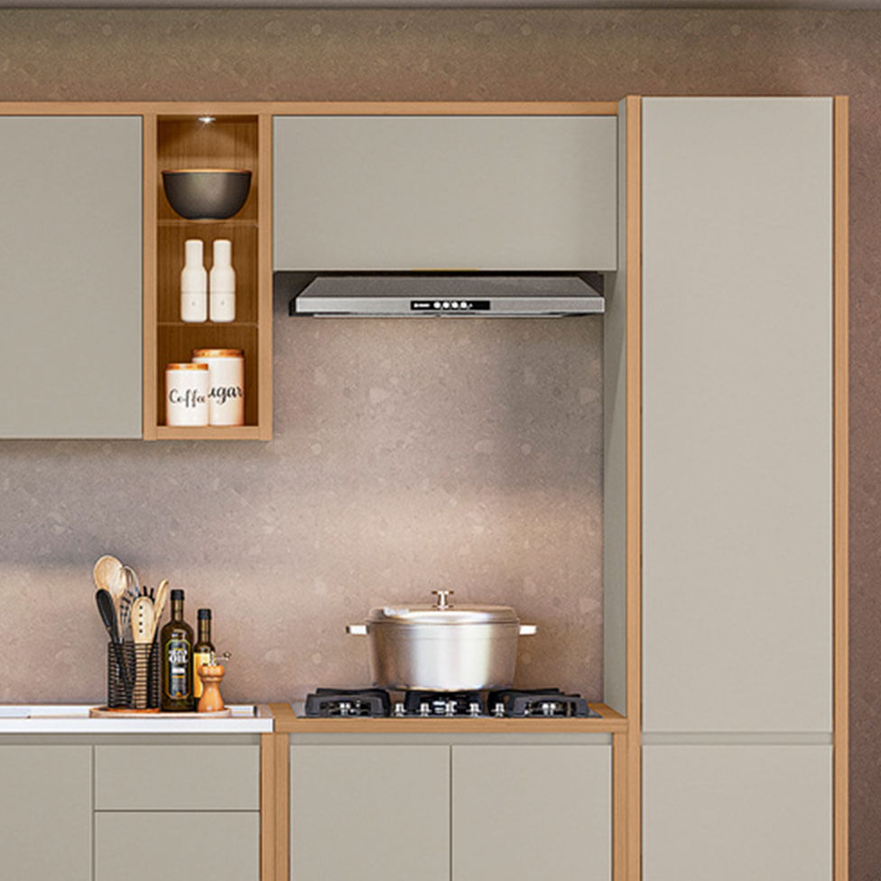 Armário Aéreo Allure para Cozinha Porta Basculante Natural e Cinza 80cm - Imagem 4