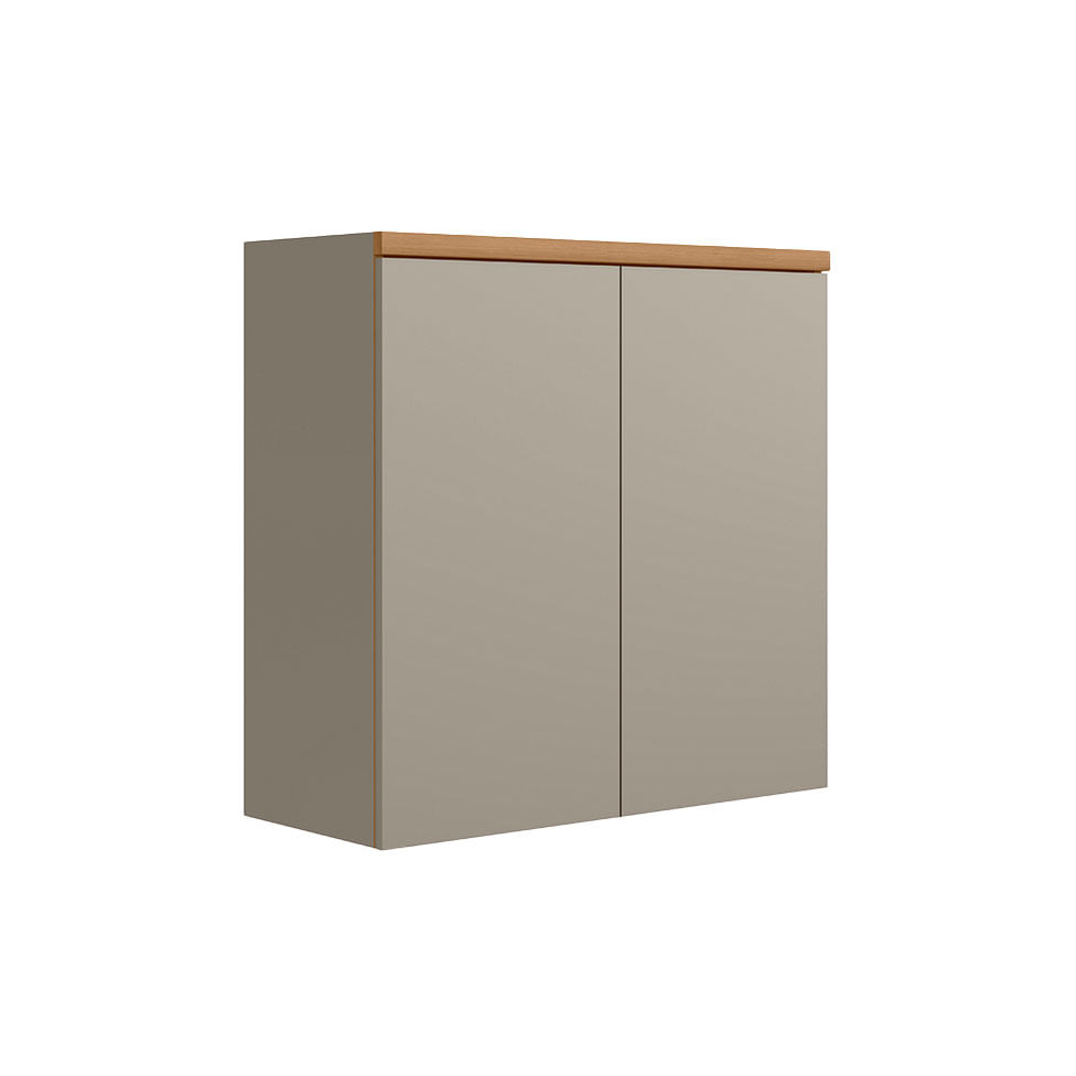 Armário Aéreo Allure para Cozinha 2 Portas Natural e Cinza 80cm