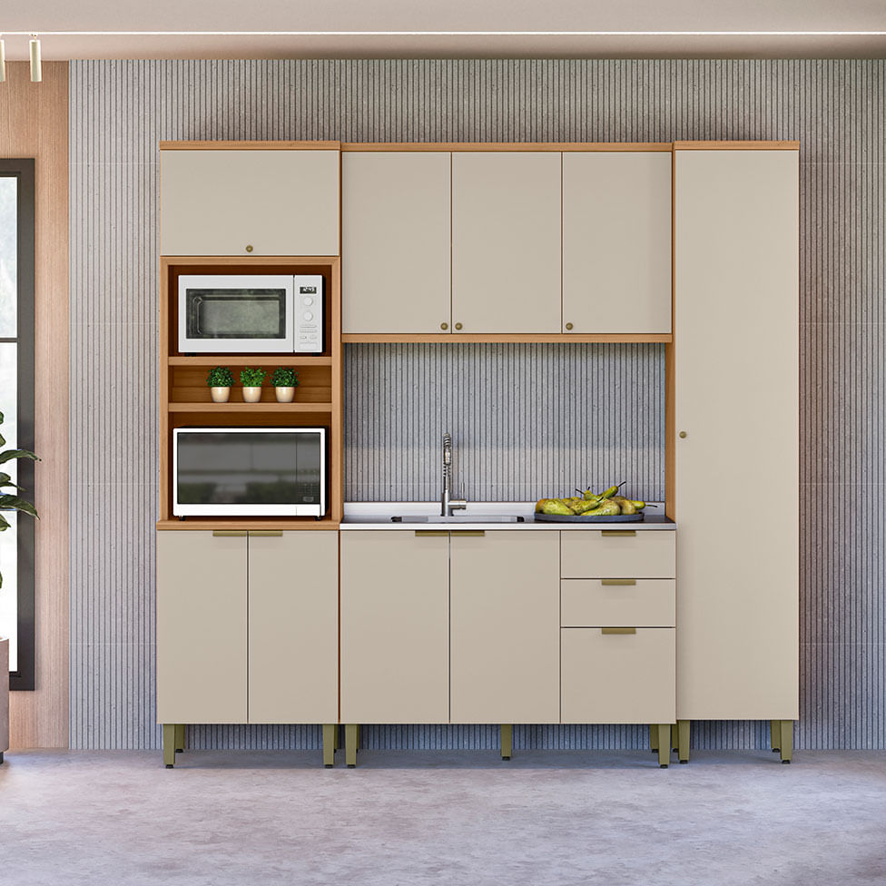 Paneleiro Selene com 1 Porta Natural e Off White - Imagem 3