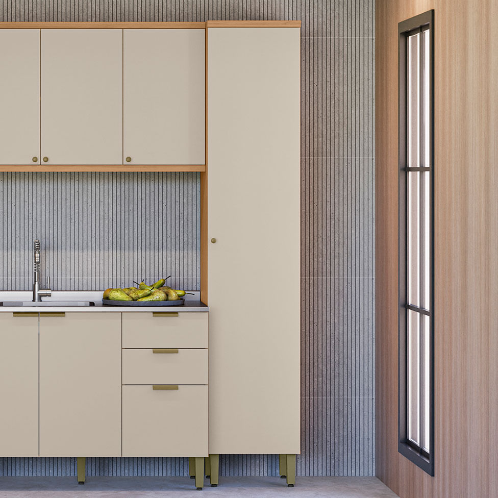 Paneleiro Selene com 1 Porta Natural e Off White - Imagem 4