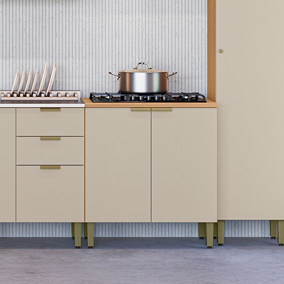 Balcão Selene para Cozinha Natural e Off White 80cm - Imagem 4