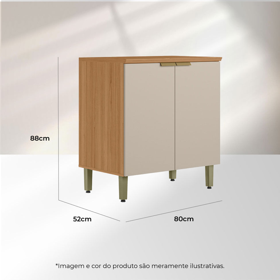 Balcão Selene para Cozinha Natural e Off White 80cm - Imagem 5