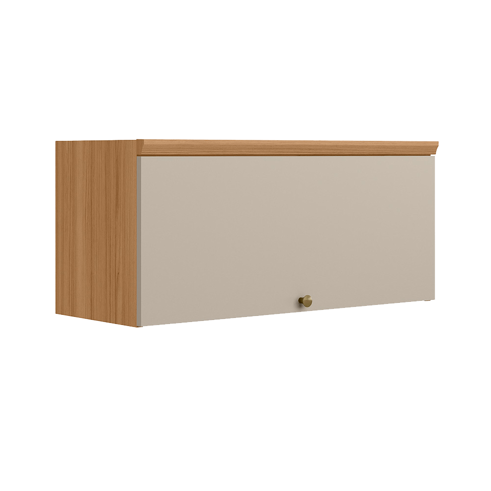 Armário Aéreo Selene para Cozinha Porta Basculante Natural e Off White 80cm