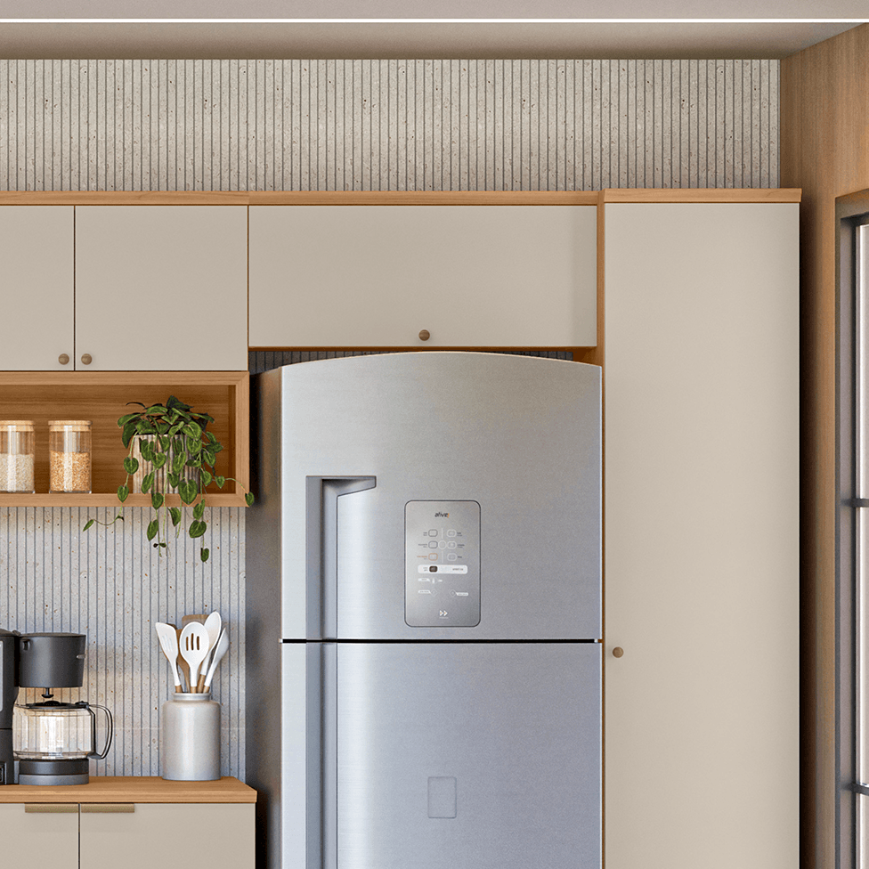 Armário Aéreo Selene para Cozinha Porta Basculante Natural e Off White 80cm - Imagem 4