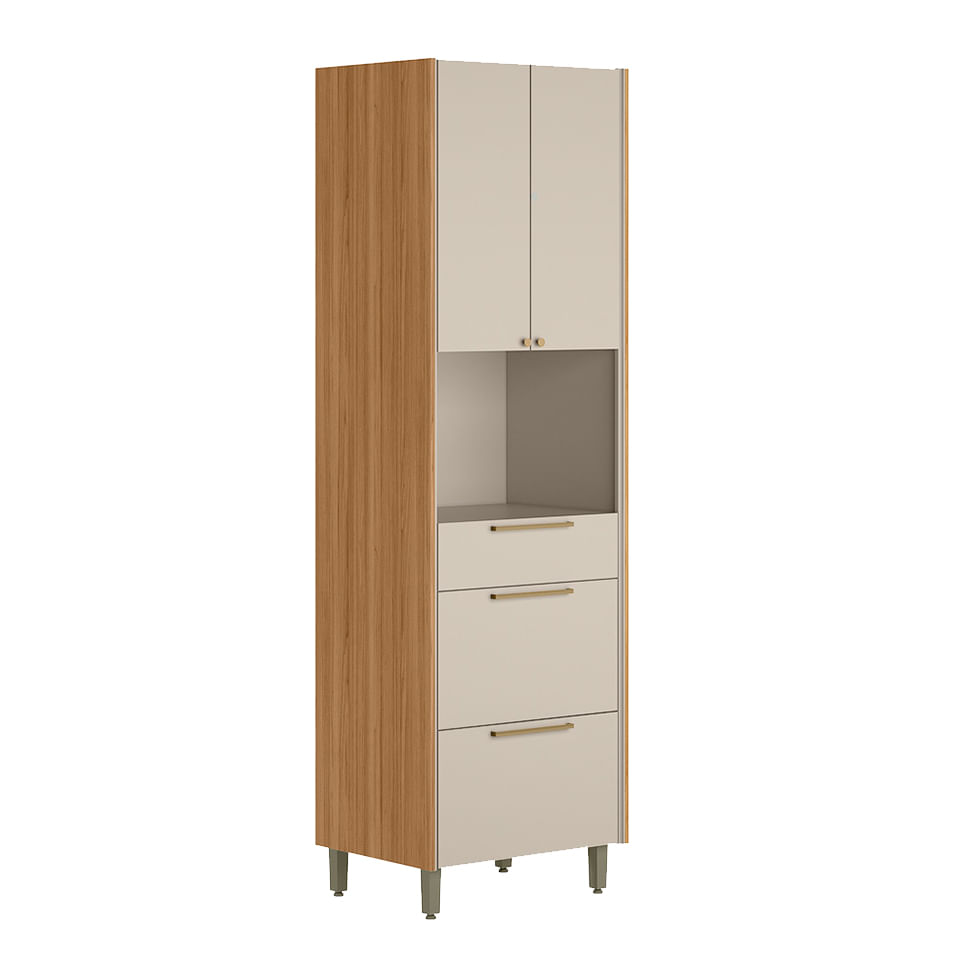 Torre Quente Simples Atena com 3 Portas 2 Gavetas Natural e Off White