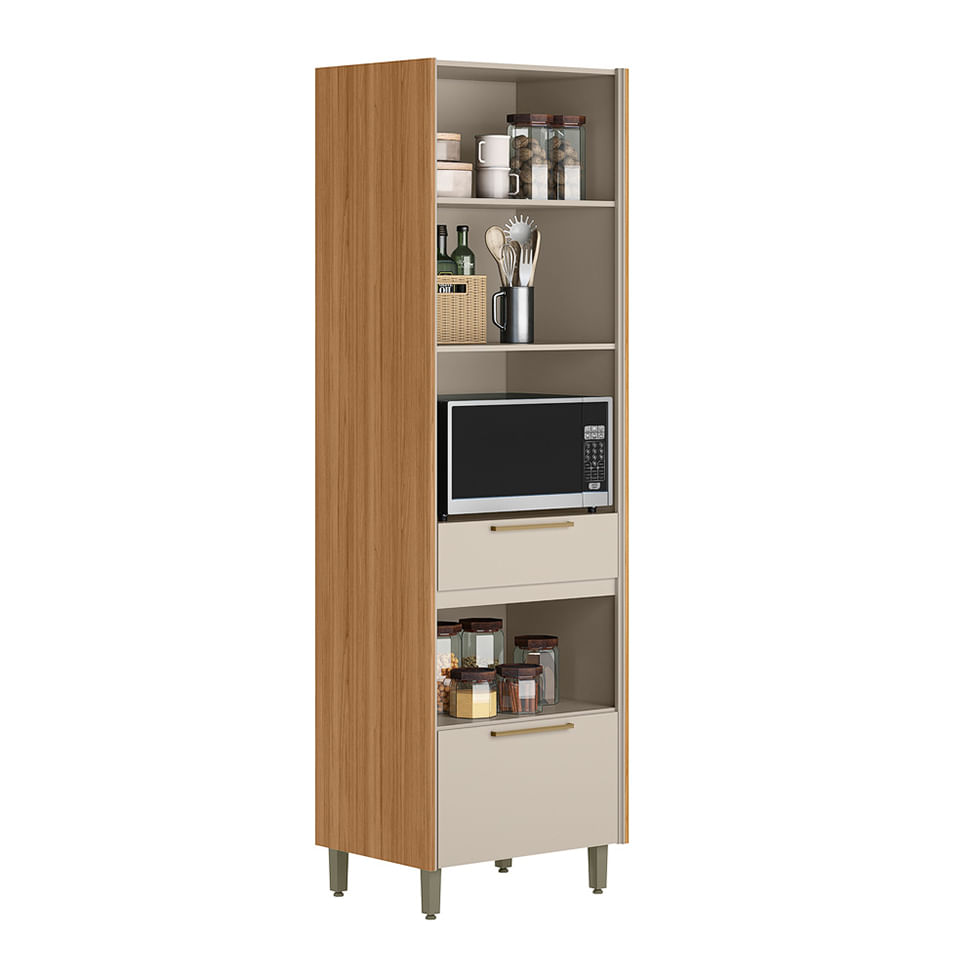 Torre Quente Simples Atena com 3 Portas 2 Gavetas Natural e Off White - Imagem 2