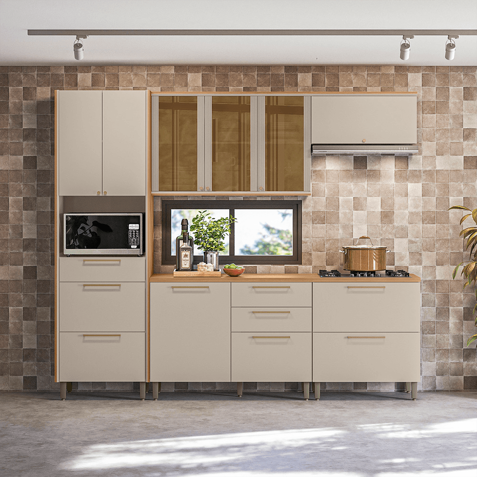 Torre Quente Simples Atena com 3 Portas 2 Gavetas Natural e Off White - Imagem 3