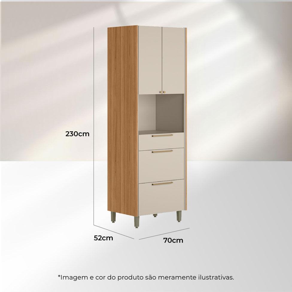 Torre Quente Simples Atena com 3 Portas 2 Gavetas Natural e Off White - Imagem 5