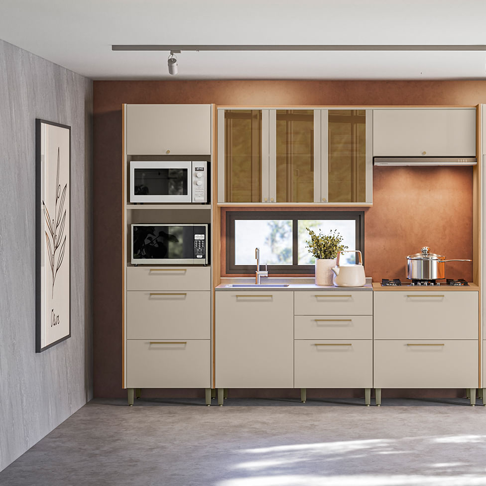 Torre Quente Atena com 2 Portas 2 Gavetas Natural e Off White - Imagem 3