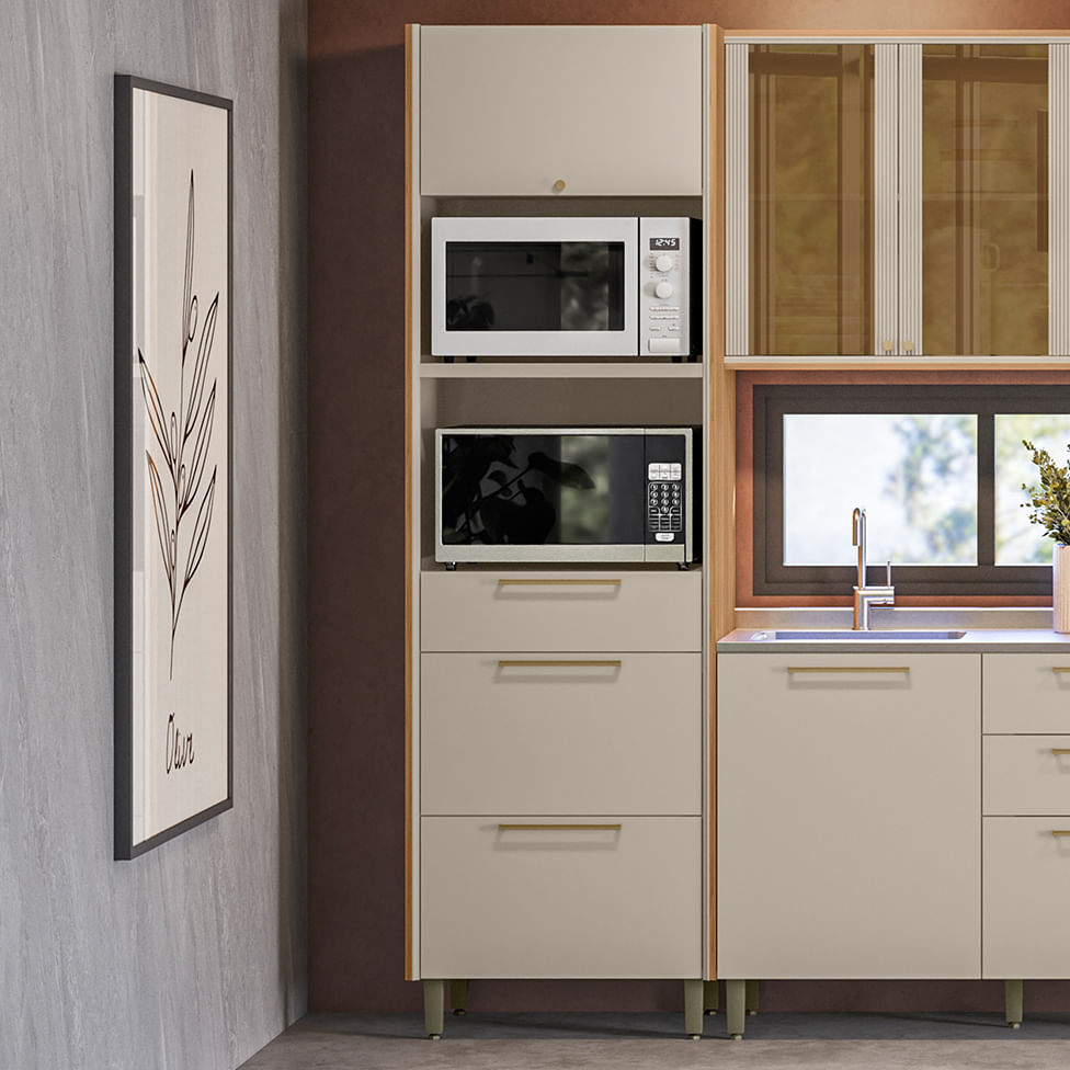 Torre Quente Atena com 2 Portas 2 Gavetas Natural e Off White - Imagem 4