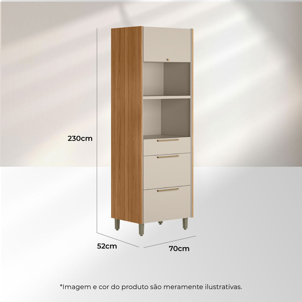 Torre Quente Atena com 2 Portas 2 Gavetas Natural e Off White - Imagem 5