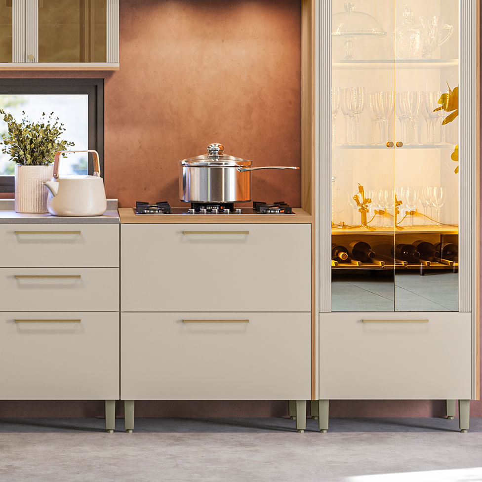 Balcão Atena para Cozinha Natural e Off White 80cm - Imagem 4