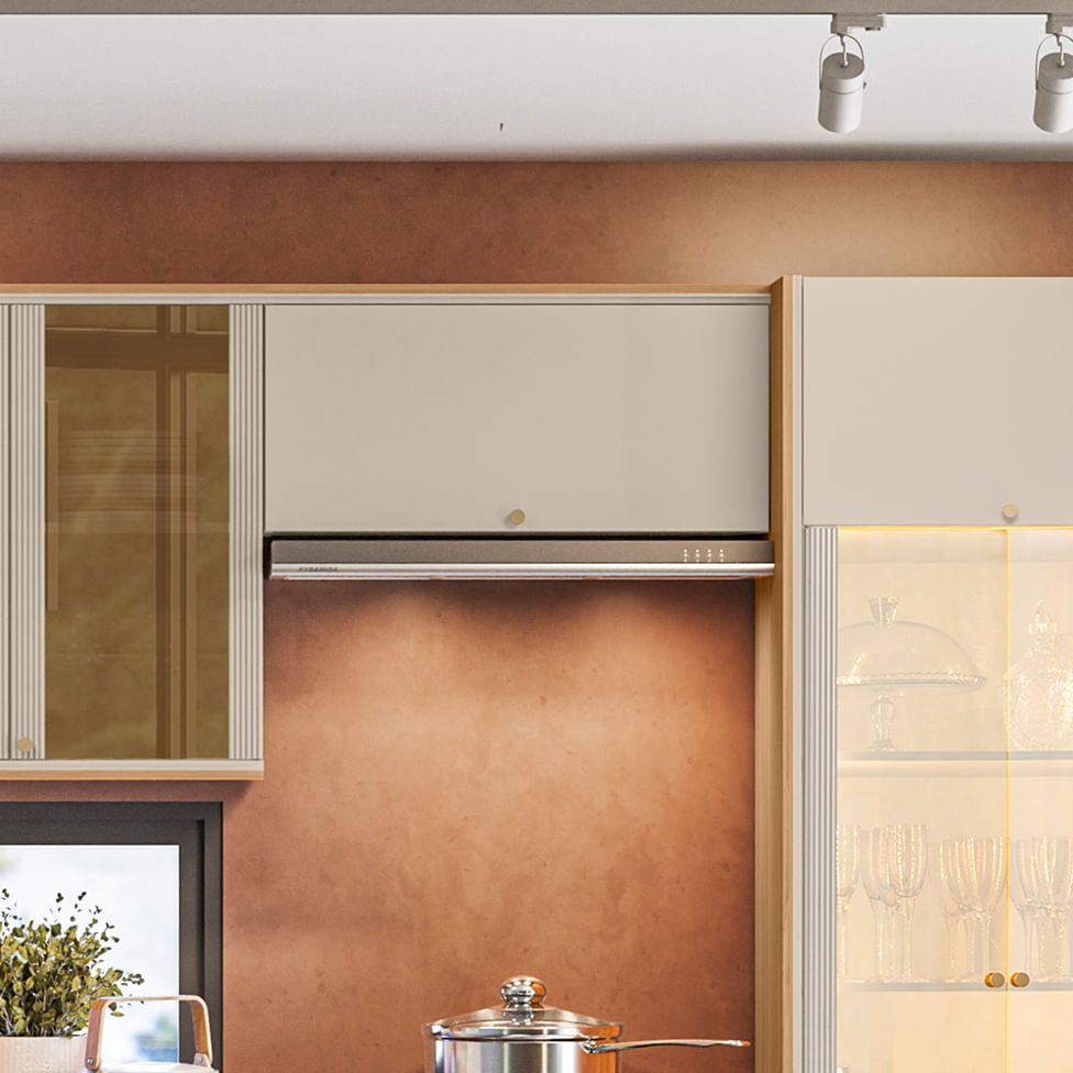 Armário Aéreo Atena para Cozinha Porta Basculante Natural e Off White 80cm - Imagem 4