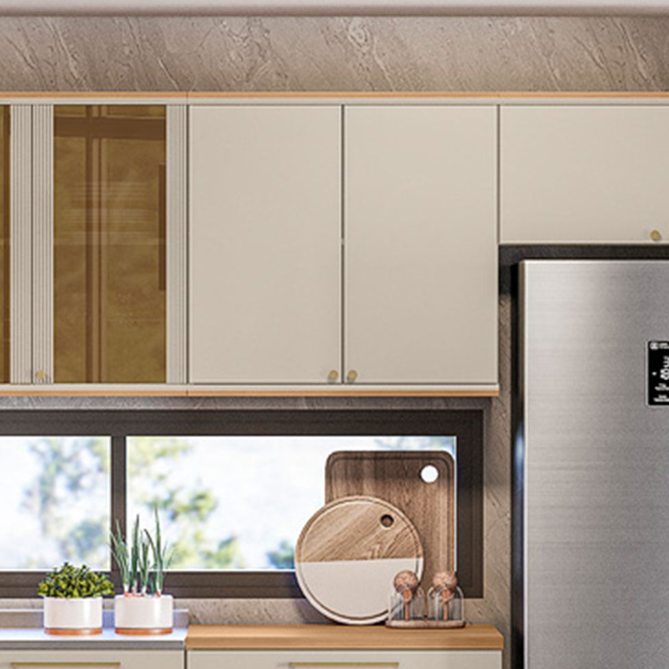 Armário Aéreo Atena para Cozinha 2 Portas Natural e Off White 80cm - Imagem 4