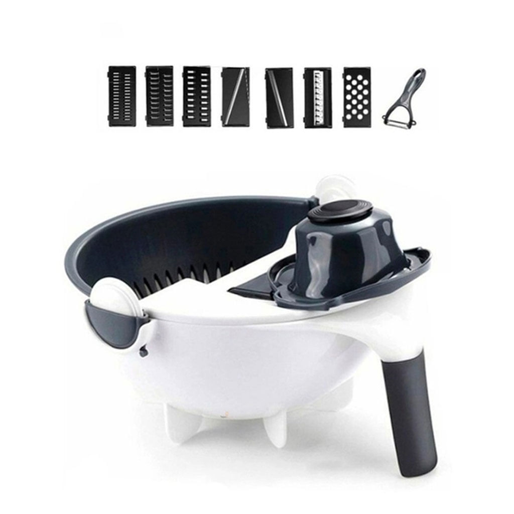 Cortador Fatiador de Legumes Escorredor Multifuncional com Ralador 7 em 1 Lâmina