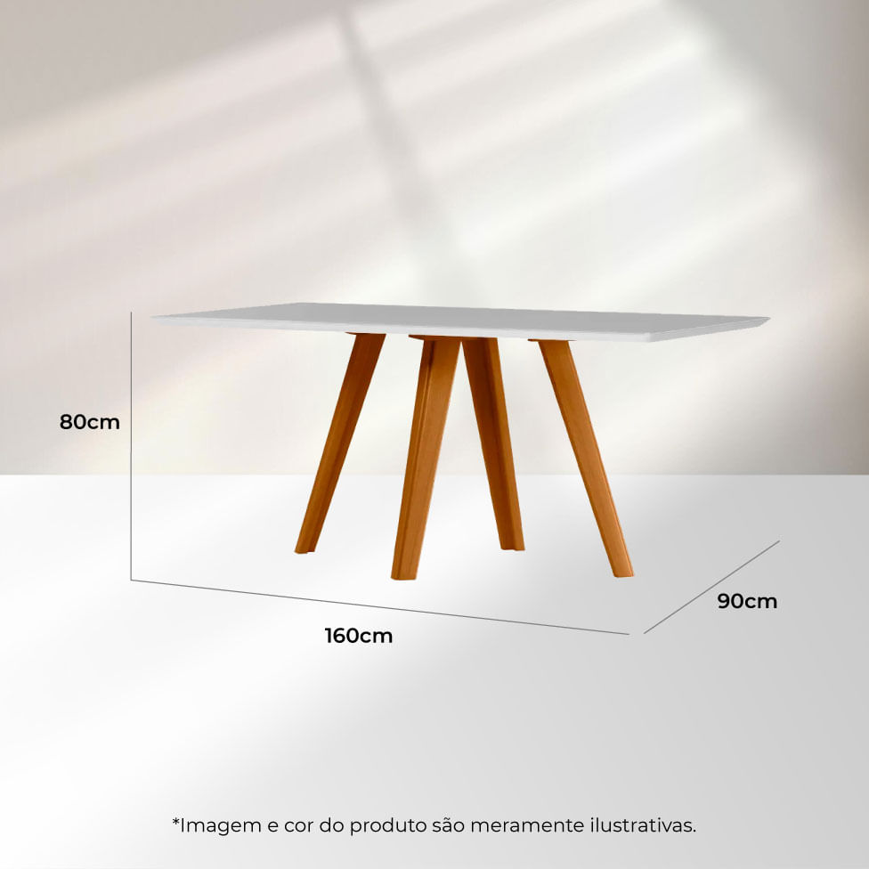 Mesa Mariah com Tampo de Vidro Off White e Base Ype 1,60x90cm - Imagem 3