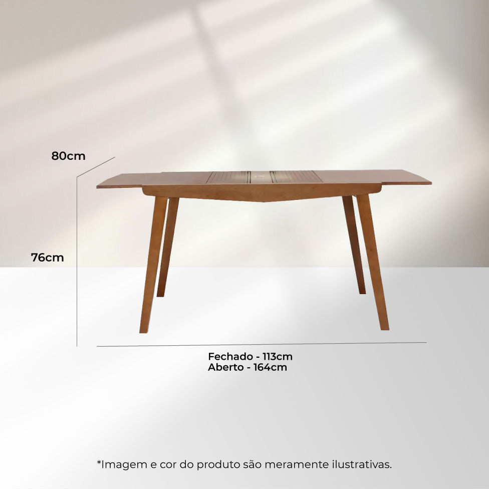 Mesa de Jantar Elástica Rubi Extensiva Pinhão 1,13m - Imagem 4