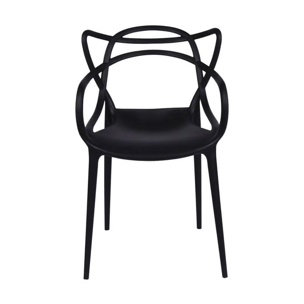 Conjunto Mesa de Jantar Eiffel Redonda Preta com 4 Cadeiras Allegra Preta - Imagem 7