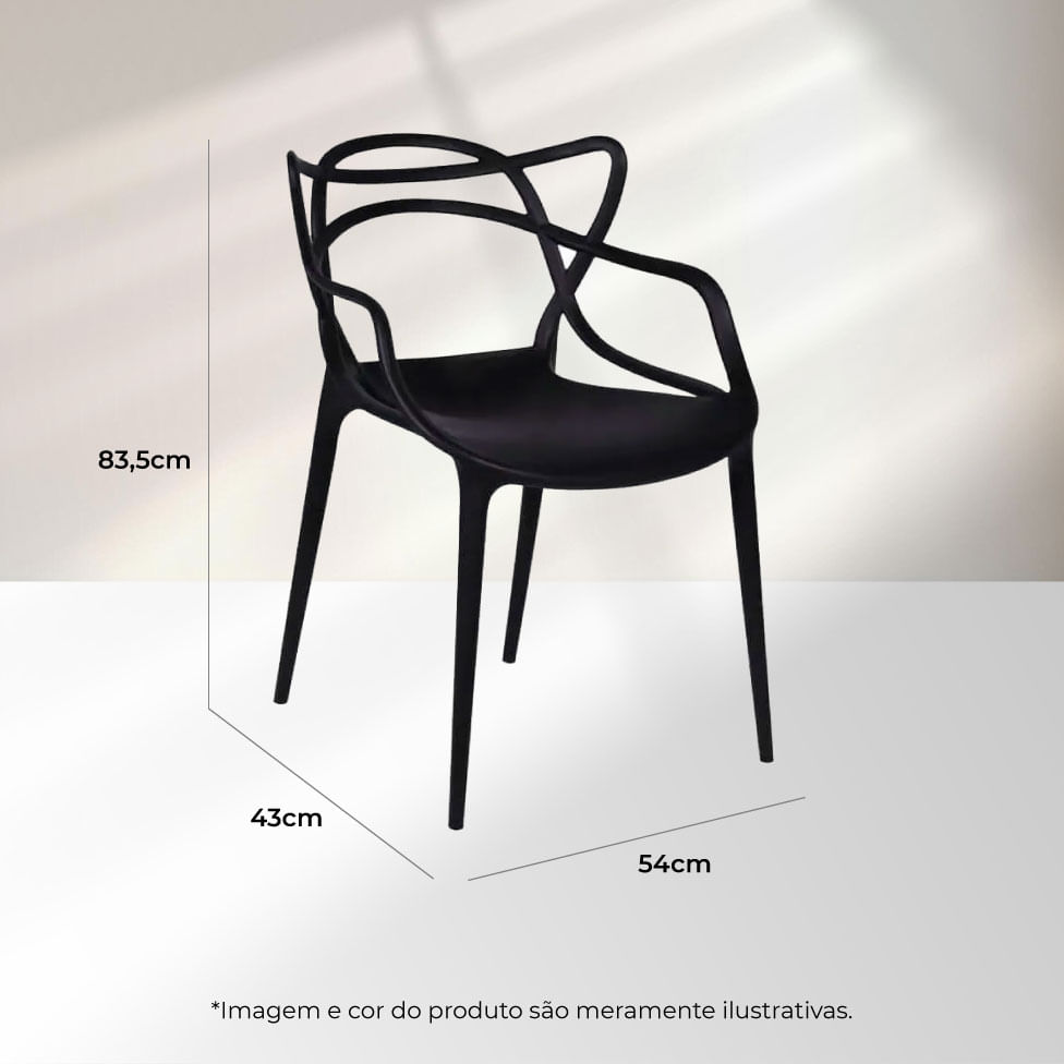Conjunto Mesa de Jantar Eiffel Redonda Preta com 4 Cadeiras Allegra Preta - Imagem 8