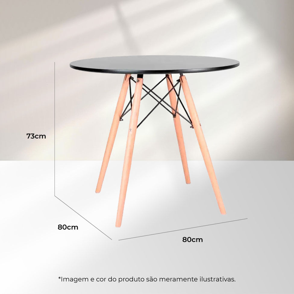Conjunto Mesa de Jantar Eiffel Redonda Preta com 4 Cadeiras Allegra Preta - Imagem 9