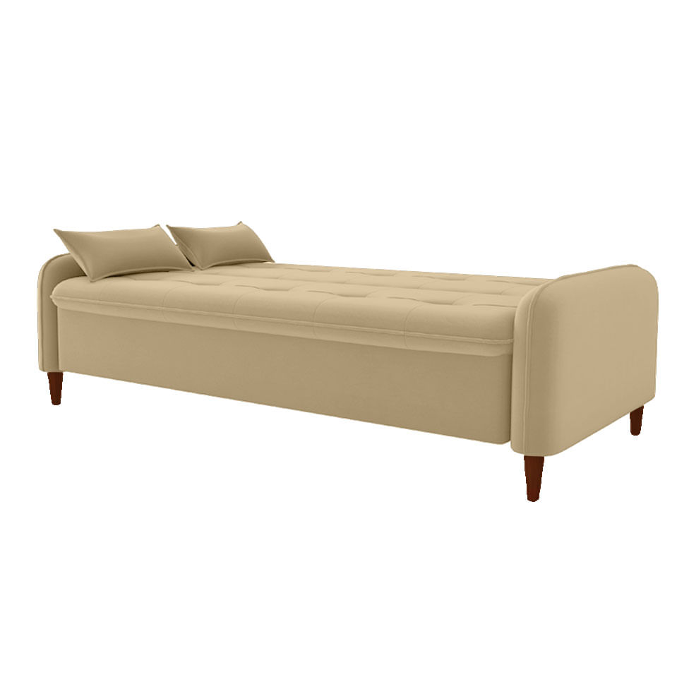 Sofá Cama Donna em Veludo Bege - Imagem 3