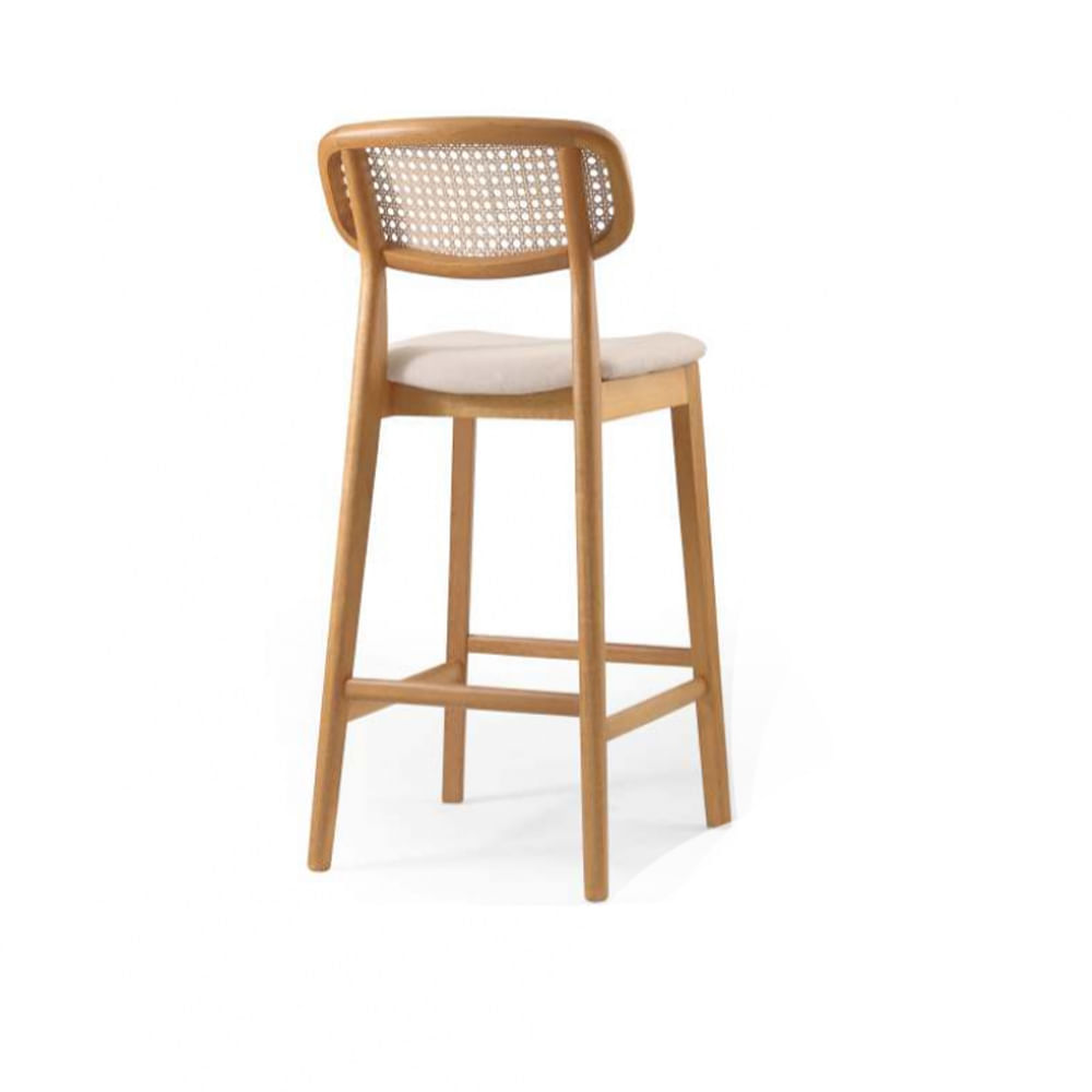 Banqueta Duna Linho Cru Tela Madeira Tauari Base Mel Conforto D28 - Imagem 2