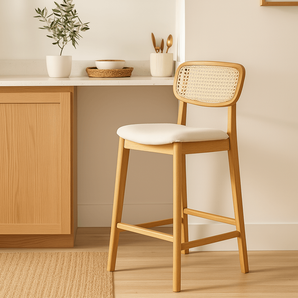 Banqueta Duna Linho Cru Tela Madeira Tauari Base Mel Conforto D28 - Imagem 3