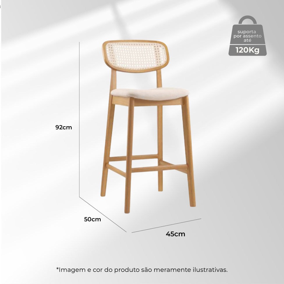 Banqueta Duna Linho Cru Tela Madeira Tauari Base Mel Conforto D28 - Imagem 4