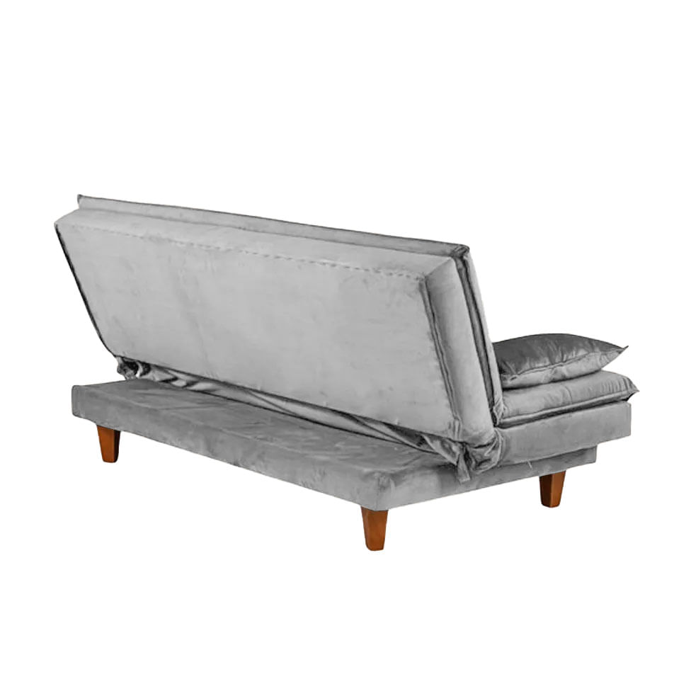 Sofá Cama Mooca em Veludo Cinza 1,95m - Imagem 3