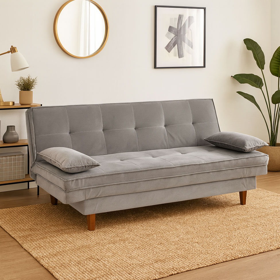 Sofá Cama Mooca em Veludo Cinza 1,95m - Imagem 4