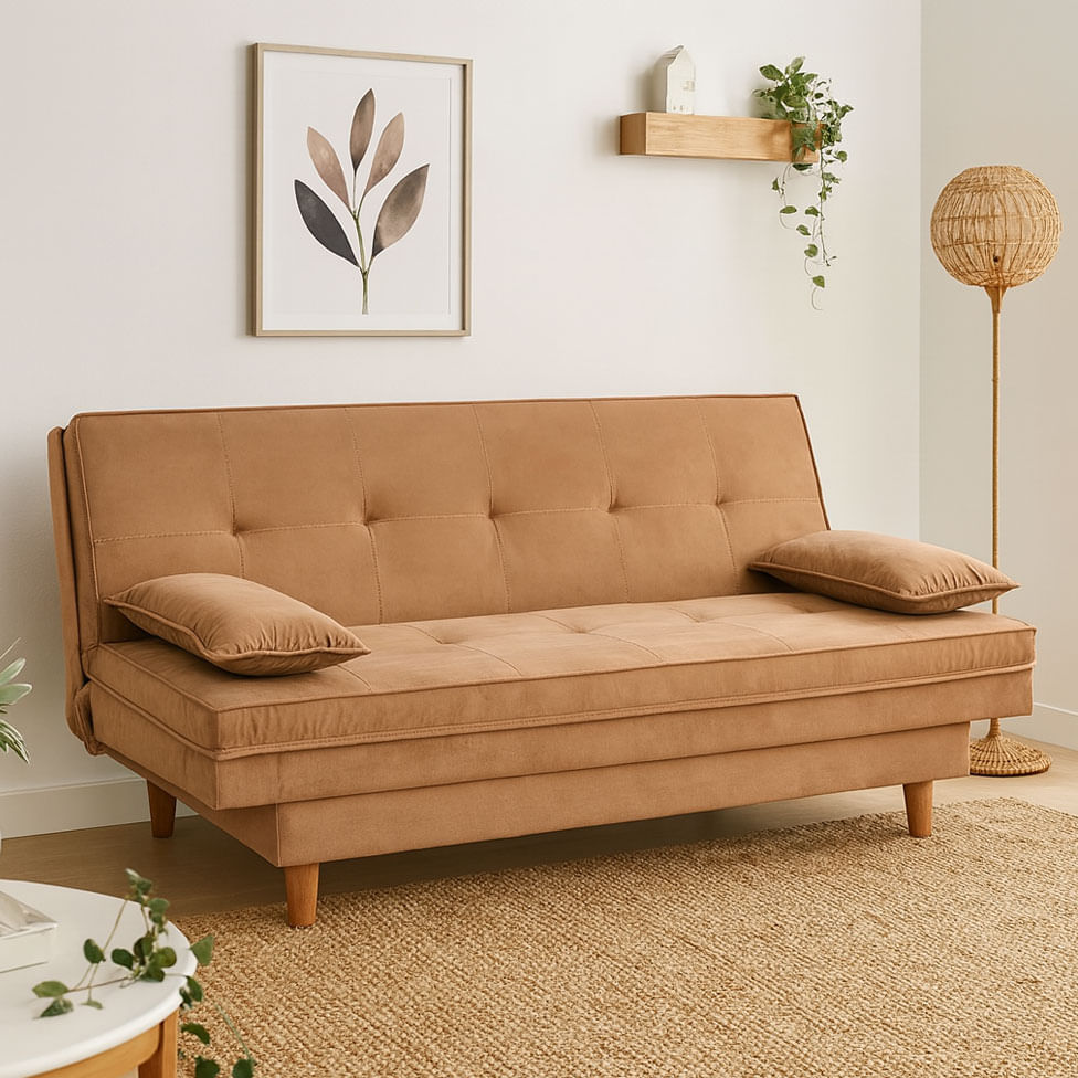 Sofá Cama Mooca em Veludo Marrom 1,95m - Imagem 4