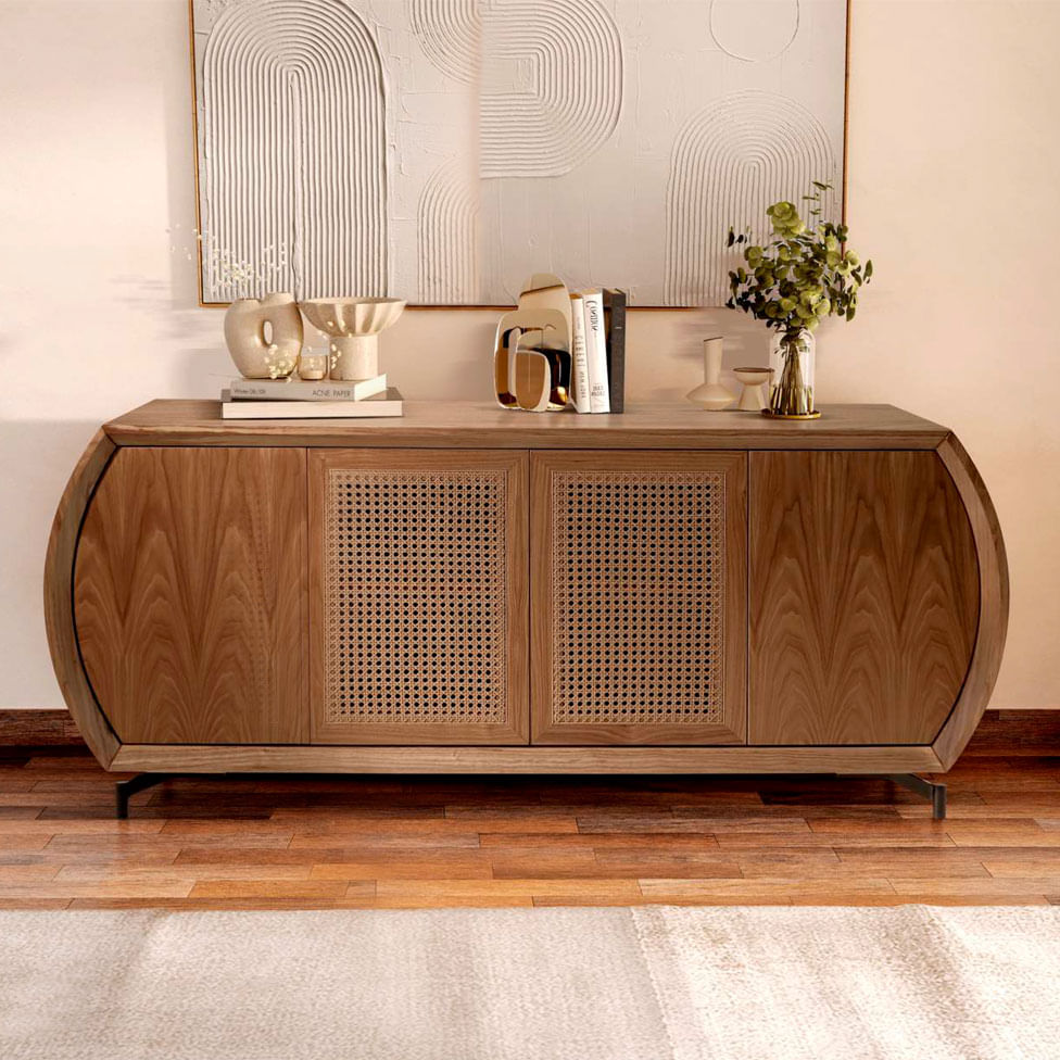Buffet Decora Moderno 180cm - 4 Portas Madeira com Tela - Imagem 3