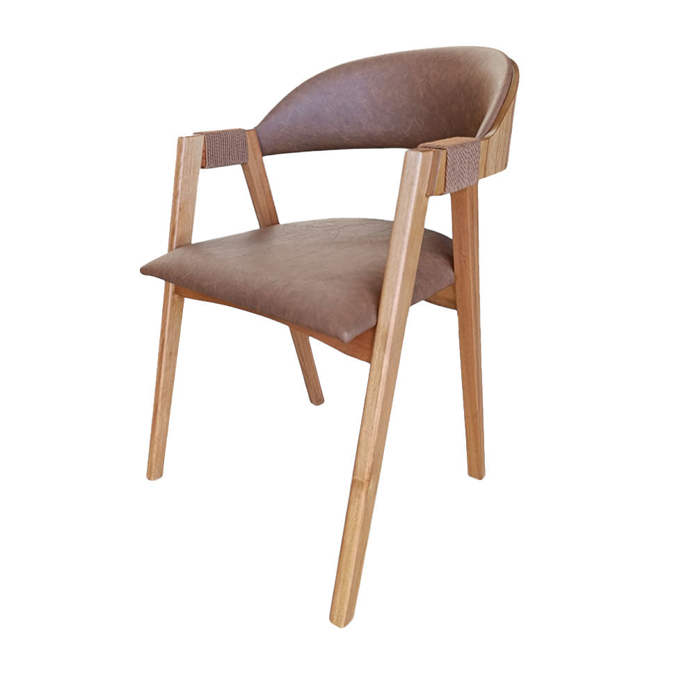 Cadeira Aurora em Corinho Marrom com Base Cinamomo