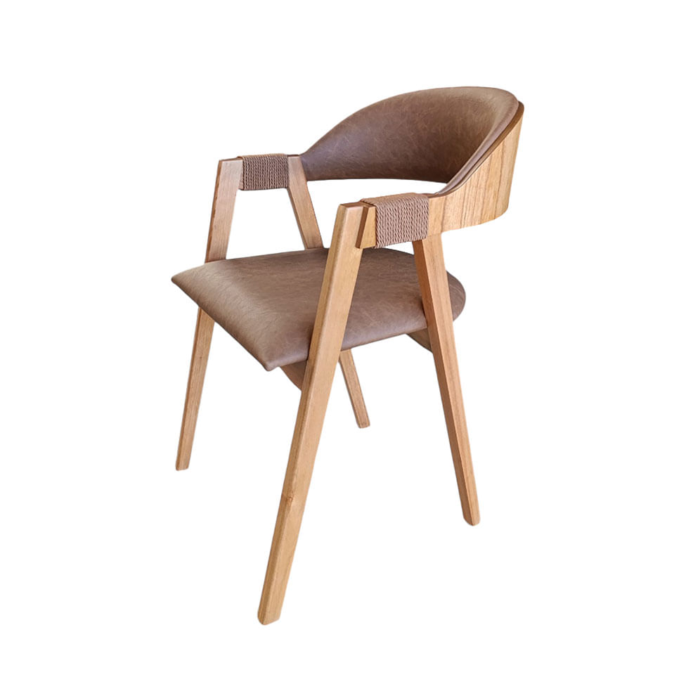 Cadeira Aurora em Corinho Marrom com Base Cinamomo - Imagem 2