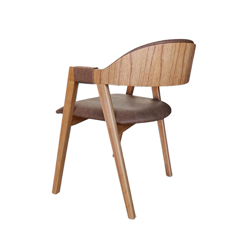 Cadeira Aurora em Corinho Marrom com Base Cinamomo - Imagem 4