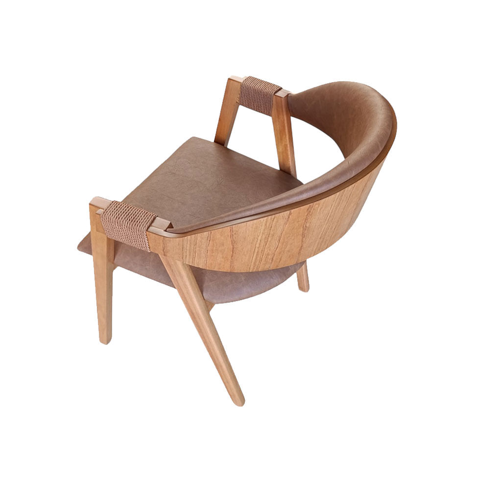 Cadeira Aurora em Corinho Marrom com Base Cinamomo - Imagem 5