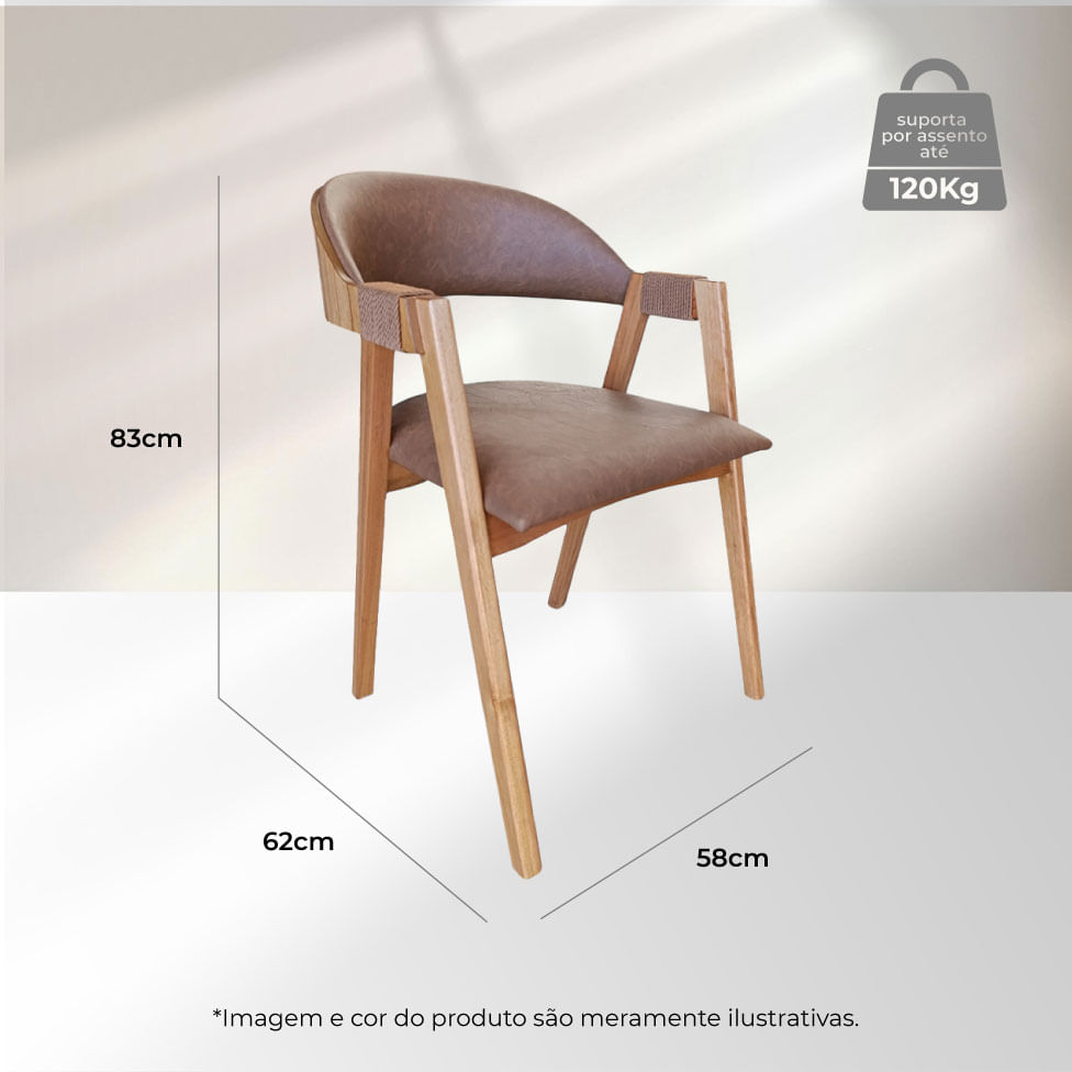 Cadeira Aurora em Corinho Marrom com Base Cinamomo - Imagem 7