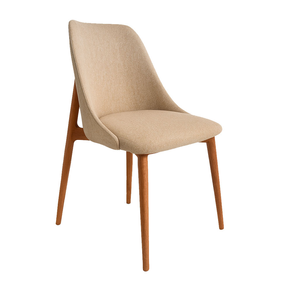 Cadeira de Jantar Betina em Bouclé com Base de Cinamomo