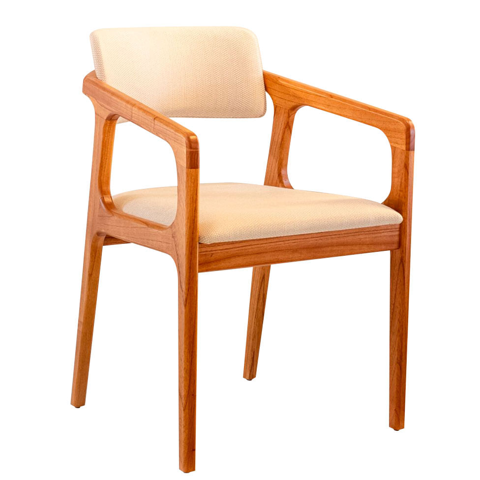 Cadeira Zara em Linho Cru com Base Cinamomo