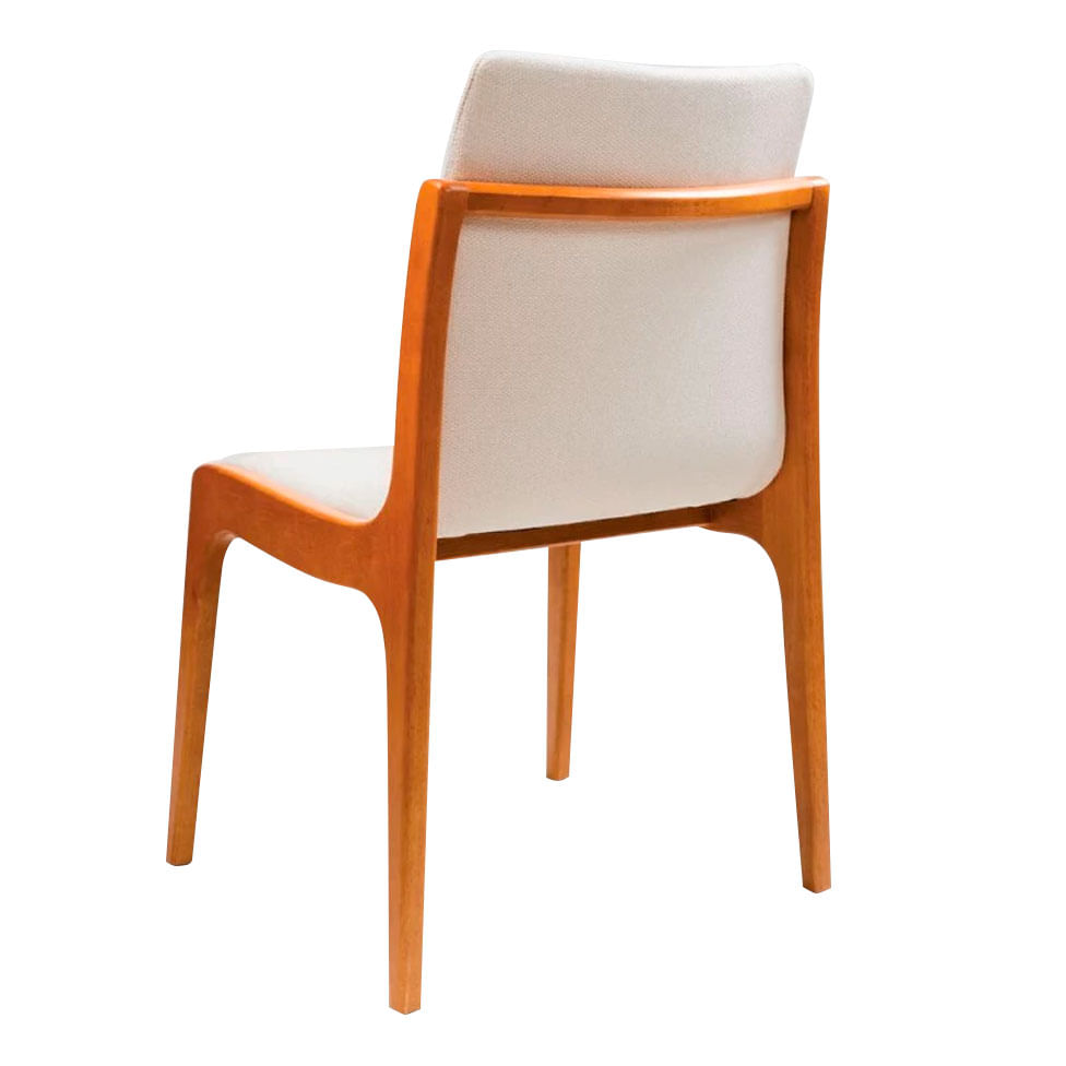 Cadeira de Jantar Clarice em Linho Cru com Base Cinamomo - Imagem 2