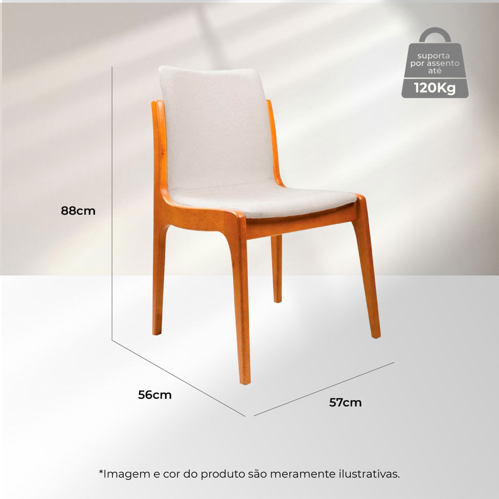 Cadeira de Jantar Clarice em Linho Cru com Base Cinamomo - Imagem 4