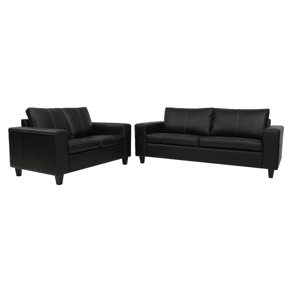 Conjunto de Sofá Royale em Couro Preto