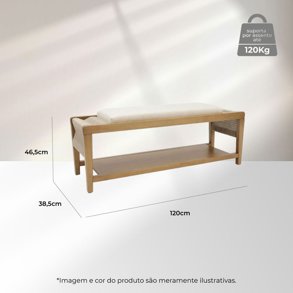 Banco Cintia em Tauari e Corda Naútica Nude 1,20m - Imagem 4